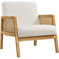 Modern Upholstered Fabric Accent Chair with Rattan Sides - 273031