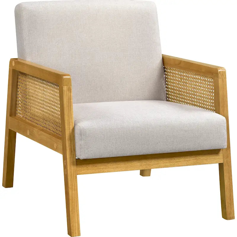Modern Upholstered Fabric Accent Chair with Rattan Sides - 273031