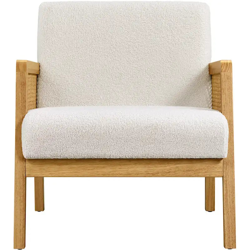 Modern Upholstered Fabric Accent Chair with Rattan Sides - 273031