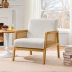 Modern Upholstered Fabric Accent Chair with Rattan Sides - 273031