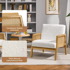 Modern Upholstered Fabric Accent Chair with Rattan Sides - 273031