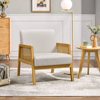 Modern Upholstered Fabric Accent Chair with Rattan Sides - 273031