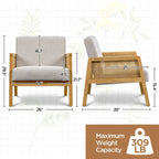 Modern Upholstered Fabric Accent Chair with Rattan Sides - 273031
