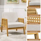 Modern Upholstered Fabric Accent Chair with Rattan Sides - 273031