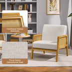 Modern Upholstered Fabric Accent Chair with Rattan Sides - 273031