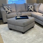 2-Piece Living Room Package, Sofa and Cocktail Ottoman, Herringbone Silver