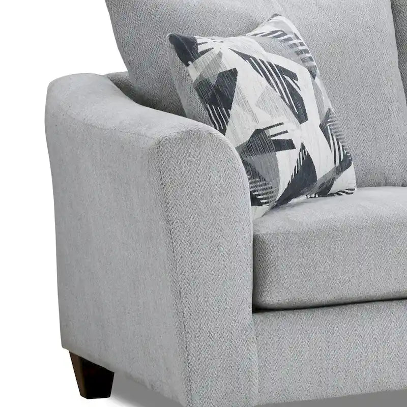 2-Piece Living Room Package, Sofa and Cocktail Ottoman, Herringbone Silver