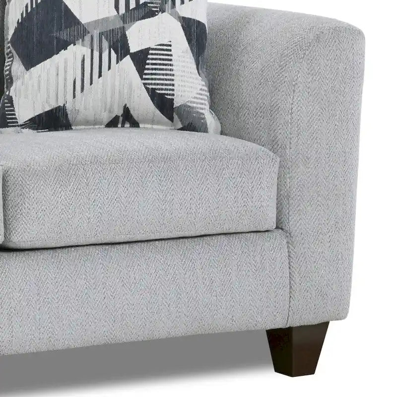 2-Piece Living Room Package, Sofa and Cocktail Ottoman, Herringbone Silver