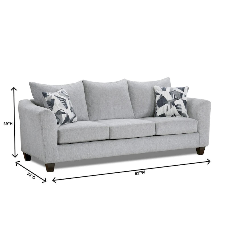 2-Piece Living Room Package, Sofa and Cocktail Ottoman, Herringbone Silver
