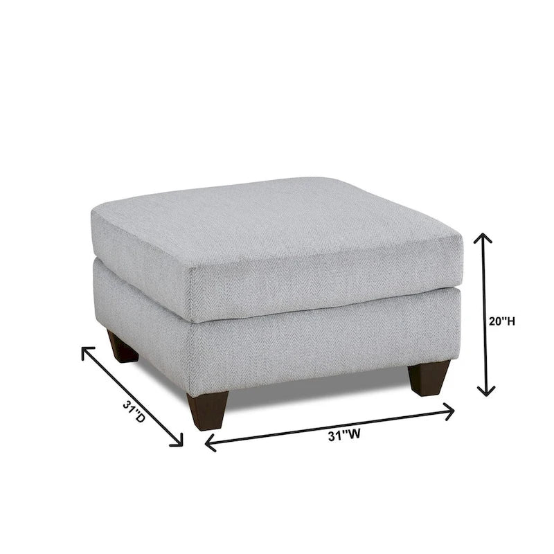 2-Piece Living Room Package, Sofa and Cocktail Ottoman, Herringbone Silver