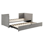 Velvet Upholstered Twin Daybed, Pop Up Trundle, Expandable to King Size, Versatile