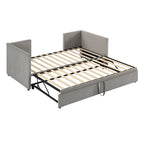 Velvet Upholstered Twin Daybed, Pop Up Trundle, Expandable to King Size, Versatile