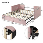 Velvet Upholstered Twin Daybed, Pop Up Trundle, Expandable to King Size, Versatile