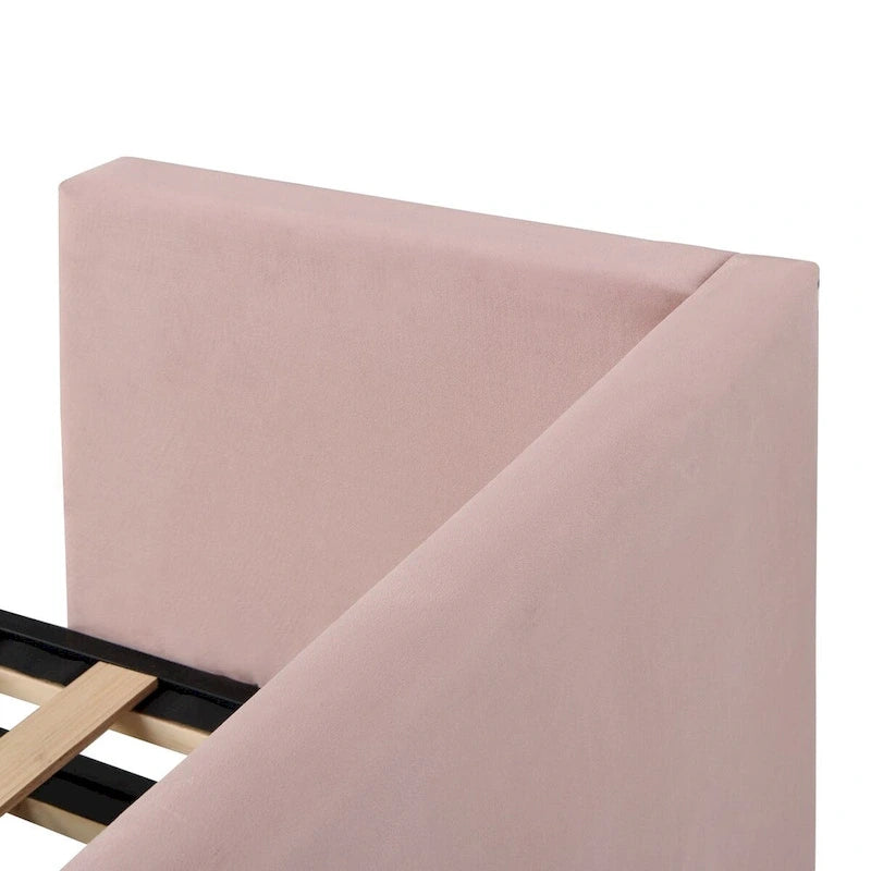 Velvet Upholstered Twin Daybed, Pop Up Trundle, Expandable to King Size, Versatile