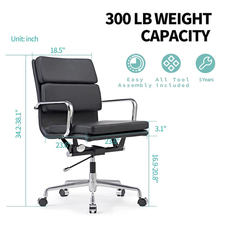 Office Chair PU Leather Adjustable ErgoChair with Thickened Cushion