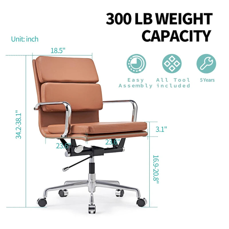 Office Chair PU Leather Adjustable ErgoChair with Thickened Cushion