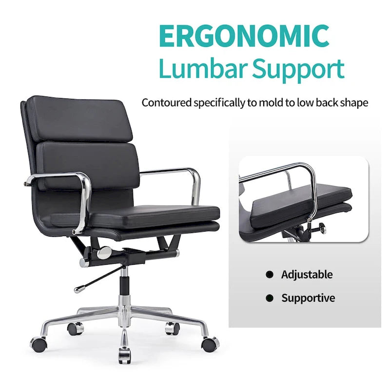 Office Chair PU Leather Adjustable ErgoChair with Thickened Cushion