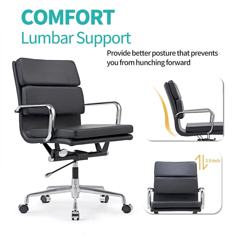 Office Chair PU Leather Adjustable ErgoChair with Thickened Cushion