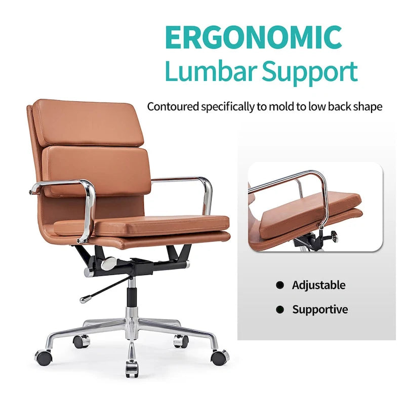 Office Chair PU Leather Adjustable ErgoChair with Thickened Cushion