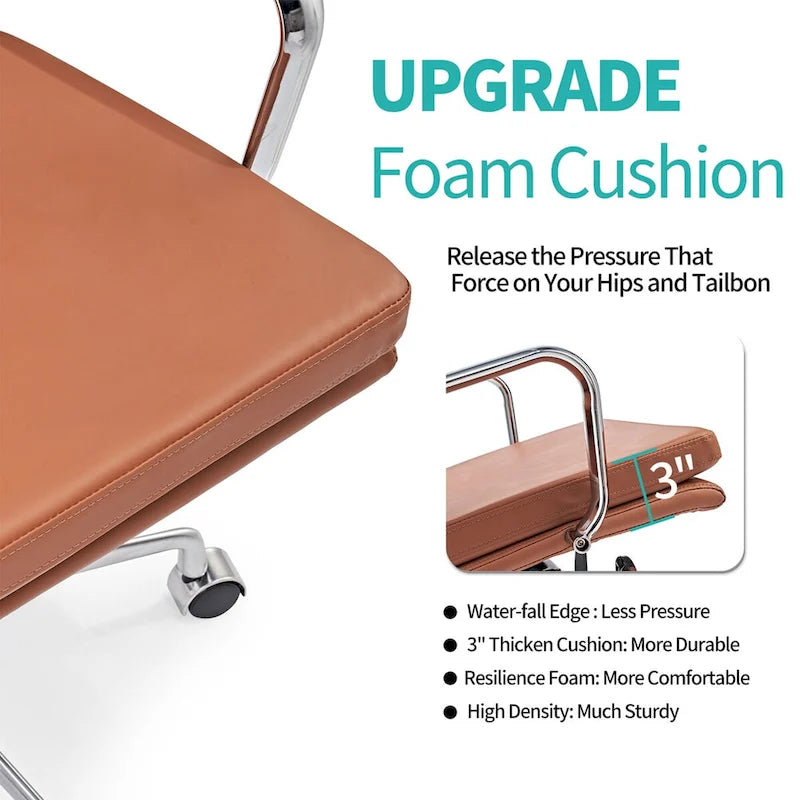 Office Chair PU Leather Adjustable ErgoChair with Thickened Cushion