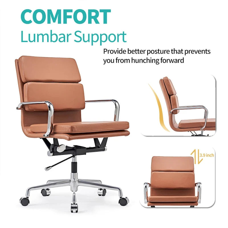 Office Chair PU Leather Adjustable ErgoChair with Thickened Cushion