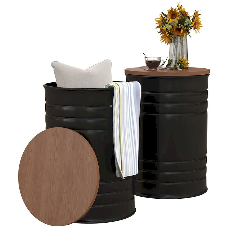 Nesting Storage Ottomans (2-Pack) with Lids, Hidden Space