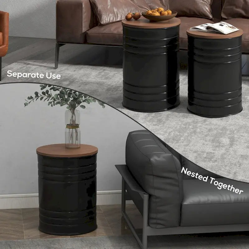 Nesting Storage Ottomans (2-Pack) with Lids, Hidden Space