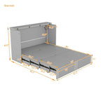 Full Size Murphy Bed Wall Bed with Drawer and Sockets & USB Ports