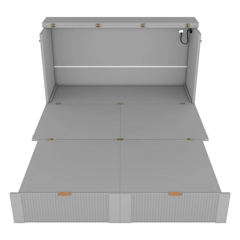 Full Size Murphy Bed Wall Bed with Drawer and Sockets & USB Ports
