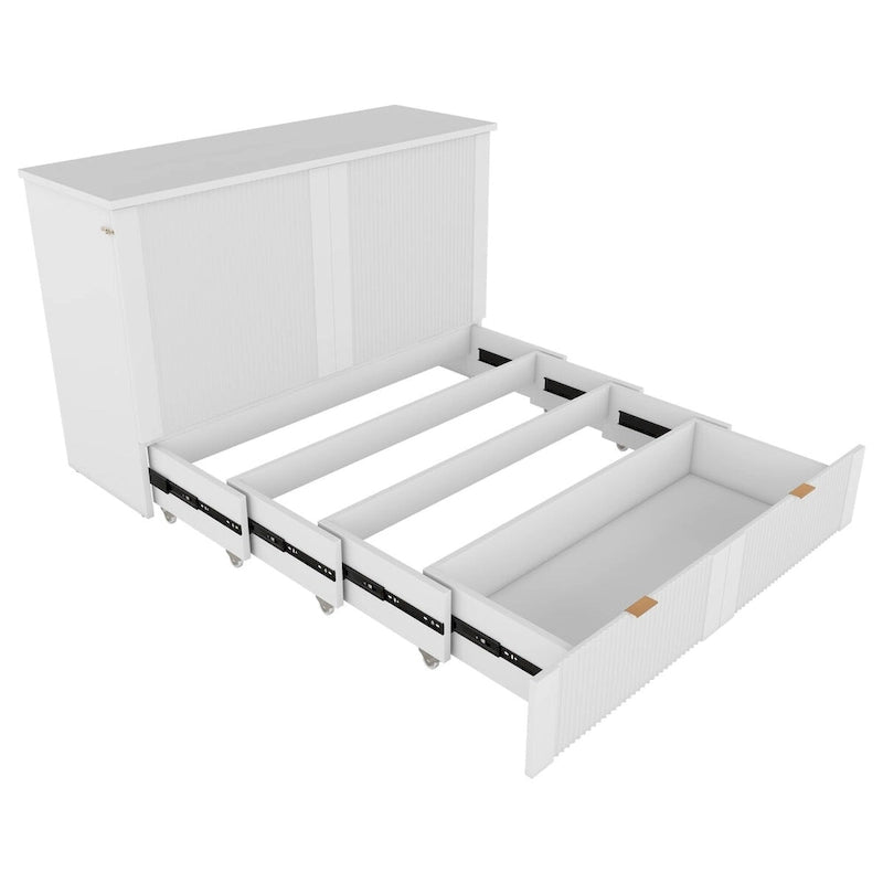 Full Size Murphy Bed Wall Bed with Drawer and Sockets & USB Ports