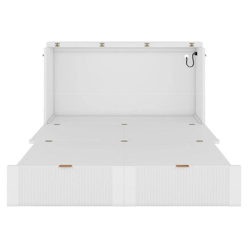 Full Size Murphy Bed Wall Bed with Drawer and Sockets & USB Ports