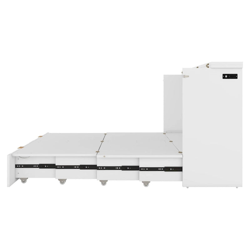 Full Size Murphy Bed Wall Bed with Drawer and Sockets & USB Ports