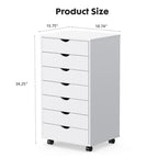 Mobile Wood Storage Cabinets with Wheels and 7 Drawer