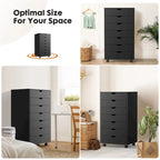 Mobile Wood Storage Cabinets with Wheels and 7 Drawer