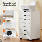 Mobile Wood Storage Cabinets with Wheels and 7 Drawer