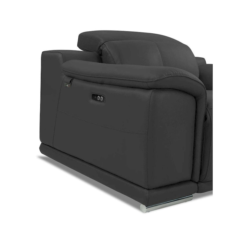Two Piece Indoor Dark Gray Italian Leather Five Person Seating Package