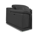 Two Piece Indoor Dark Gray Italian Leather Five Person Seating Package
