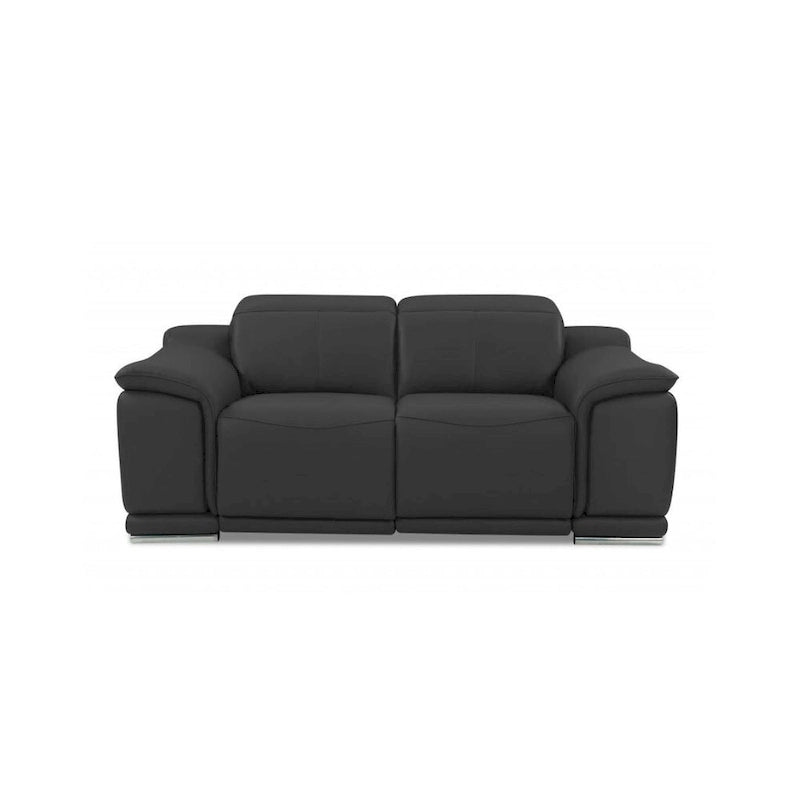 Two Piece Indoor Dark Gray Italian Leather Five Person Seating Package