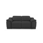 Two Piece Indoor Dark Gray Italian Leather Five Person Seating Package