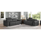 Two Piece Indoor Dark Gray Italian Leather Five Person Seating Package