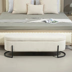 Upholstered Fabric Storage Ottoman with Safety Hinge