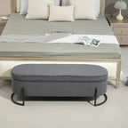 Upholstered Fabric Storage Ottoman with Safety Hinge