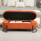 Upholstered Fabric Storage Ottoman with Safety Hinge
