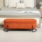 Upholstered Fabric Storage Ottoman with Safety Hinge