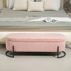 Upholstered Fabric Storage Ottoman with Safety Hinge