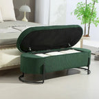 Upholstered Fabric Storage Ottoman with Safety Hinge