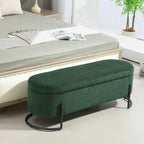 Upholstered Fabric Storage Ottoman with Safety Hinge