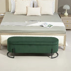 Upholstered Fabric Storage Ottoman with Safety Hinge