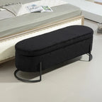 Upholstered Fabric Storage Ottoman with Safety Hinge
