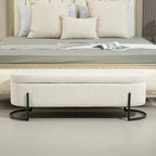 Upholstered Fabric Storage Ottoman with Safety Hinge